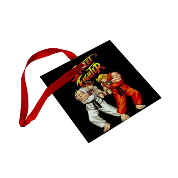 Street fighter, Christmas ornament, glass square ornament 9x9cm