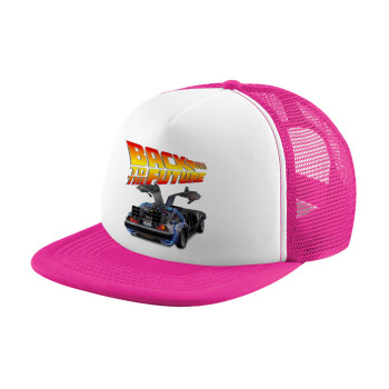 Back to the future, Καπέλο Ενηλίκων Soft Trucker με Δίχτυ Pink/White (POLYESTER, ΕΝΗΛΙΚΩΝ, UNISEX, ONE SIZE)