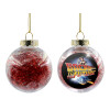 Transparent Christmas tree ball ornament with red filling 8cm