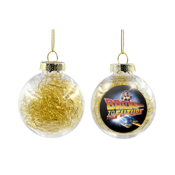 Back to the future, Transparent Christmas tree ball ornament with gold filling 8cm