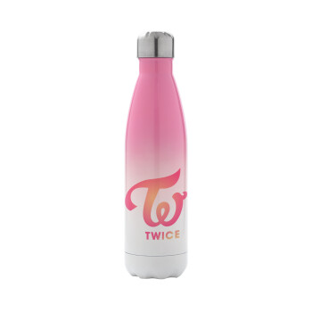 Twice, Metal mug thermos Pink/White (Stainless steel), double wall, 500ml