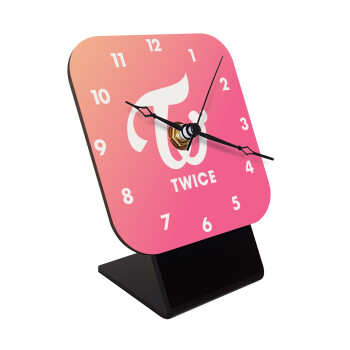 Twice, Quartz Wooden table clock with hands (10cm)