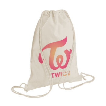 Twice, Τσάντα πλάτης πουγκί GYMBAG natural (28x40cm)