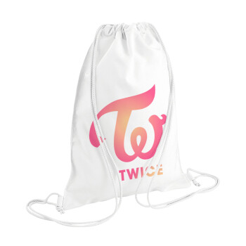 Twice, Τσάντα πλάτης πουγκί GYMBAG λευκή (28x40cm)