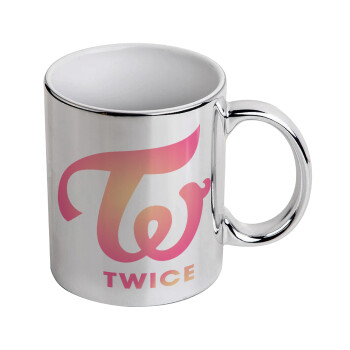 Twice, Mug ceramic, silver mirror, 330ml