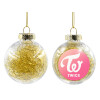 Transparent Christmas tree ball ornament with gold filling 8cm