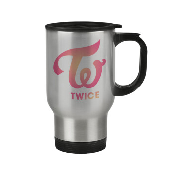 Twice, Stainless steel travel mug with lid, double wall 450ml