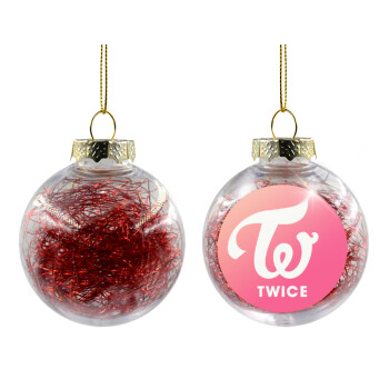 Twice, Transparent Christmas tree ball ornament with red filling 8cm