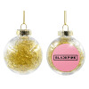 Transparent Christmas tree ball ornament with gold filling 8cm