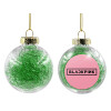 Transparent Christmas tree ball ornament with green filling 8cm