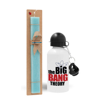 The Big Bang Theory, Easter Set, metallic aluminum water bottle (500ml) & scented flat candle (30cm) (TURQUOISE)