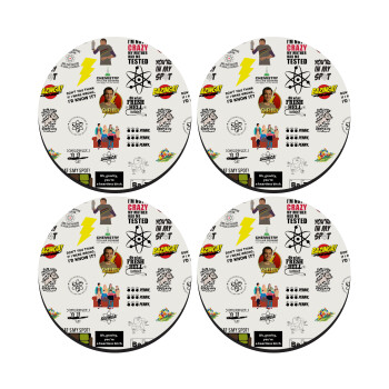 The Big Bang Theory pattern, SET of 4 round wooden coasters (9cm)