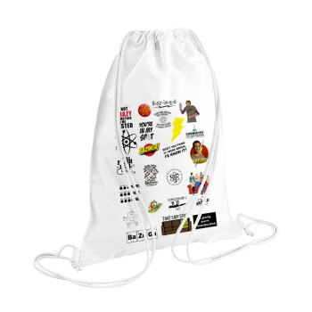 The Big Bang Theory pattern, Backpack pouch GYMBAG white (28x40cm)