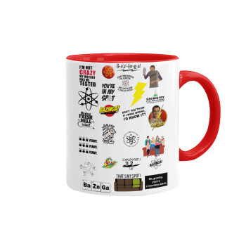 The Big Bang Theory pattern, Mug colored red, ceramic, 330ml