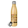 Glitter gold stainless steel thermos bottle, double-walled, 500ml