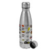 Metallic water bottle, stainless steel, 750ml