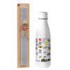 Easter Set, metallic stainless thermos bottle (500ml) & scented flat Easter candle (30cm) (GRAY)