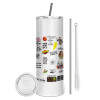 Tumbler stainless steel 600ml, with metal straw & cleaning brush