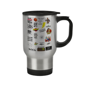 The Big Bang Theory pattern, Stainless steel travel mug with lid, double wall 450ml
