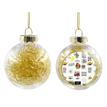 The Big Bang Theory pattern, Transparent Christmas tree ball ornament with gold filling 8cm