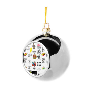 The Big Bang Theory pattern, Silver 8cm Christmas tree ball ornament