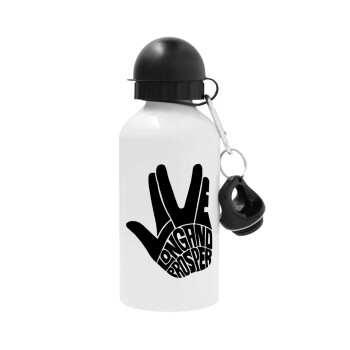 Star Trek Long and Prosper, Metal water bottle, White, aluminum 500ml