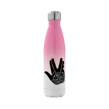 Star Trek Long and Prosper, Metal mug thermos Pink/White (Stainless steel), double wall, 500ml