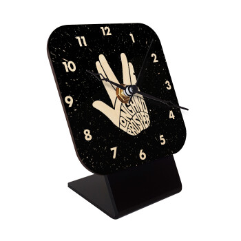 Star Trek Long and Prosper, Quartz Table clock in natural wood (10cm)