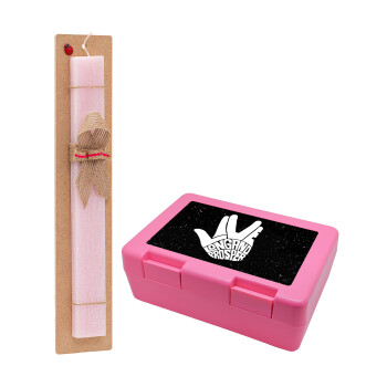 Star Trek Long and Prosper, Easter Set, children's snack container PINK & scented flat Easter candle (30cm) (PINK)