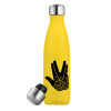 Yellow Stainless Steel Metallic Thermos, double-walled, 500ml