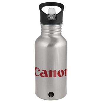 Canon, Water bottle Silver with straw, stainless steel 500ml