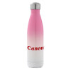 Metal mug thermos Pink/White (Stainless steel), double wall, 500ml