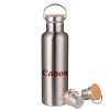 Stainless steel Silver with wooden lid (bamboo), double wall, 750ml