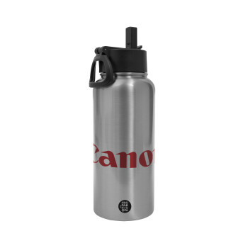 Canon, Metal mug thermo Silver with Straw and Spout Lid (Stainless steel), double wall, 950ml