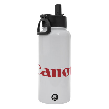 Canon, Metal mug thermo White with Straw and Spout Lid (Stainless steel), double wall, 950ml