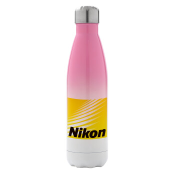Nikon, Metal mug thermos Pink/White (Stainless steel), double wall, 500ml