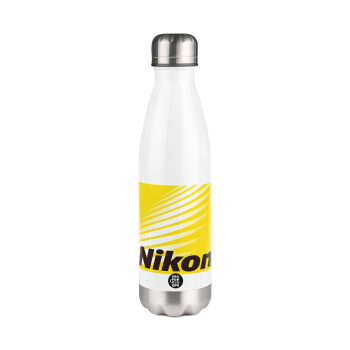 Nikon, Μεταλλικό παγούρι θερμός Λευκό (Stainless steel), διπλού τοιχώματος, 500ml