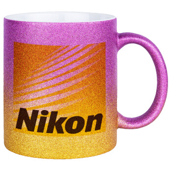 Nikon, Κούπα Χρυσή/Ροζ Glitter, κεραμική, 330ml