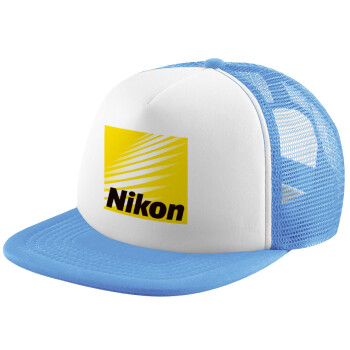 Nikon, Καπέλο παιδικό Soft Trucker με Δίχτυ ΓΑΛΑΖΙΟ/ΛΕΥΚΟ (POLYESTER, ΠΑΙΔΙΚΟ, ONE SIZE)