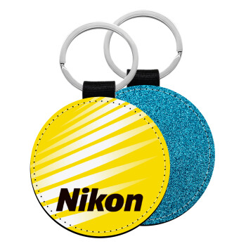 Nikon, Μπρελόκ Δερματίνη, στρογγυλό ΜΠΛΕ (5cm)