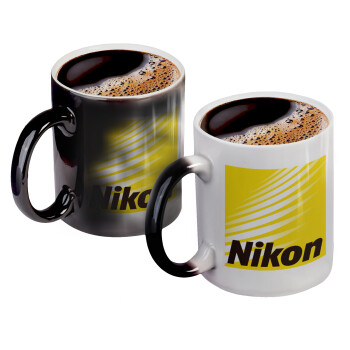 Nikon, Color changing magic Mug, ceramic, 330ml when adding hot liquid inside, the black colour desappears (1 pcs)