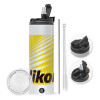 Travel Tumbler 2 Lids, with metal straw & cleaning brush (Stainless steel 304 Food grade, BPA free, 600ml)