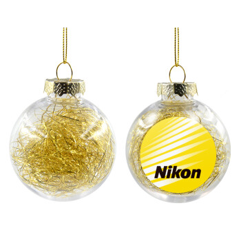 Nikon, Transparent Christmas tree ball ornament with gold filling 8cm