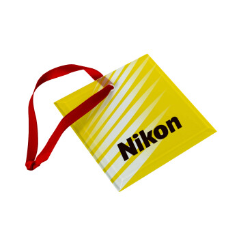 Nikon, Christmas ornament, glass square ornament 9x9cm