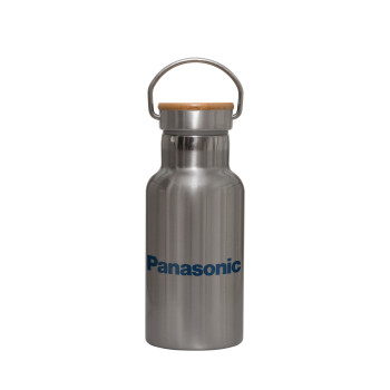 Panasonic, Μεταλλικό παγούρι θερμός (Stainless steel) Ασημένιο με ξύλινο καπακι (bamboo), διπλού τοιχώματος, 350ml