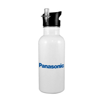 Panasonic, White water bottle with straw, stainless steel 600ml