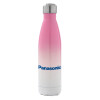 Metal mug thermos Pink/White (Stainless steel), double wall, 500ml