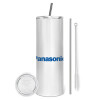 Eco friendly stainless steel tumbler 600ml, with metal straw & cleaning brush