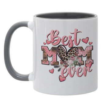 Best mom ever Mother's Day, Κούπα χρωματιστή γκρι, κεραμική, 330ml