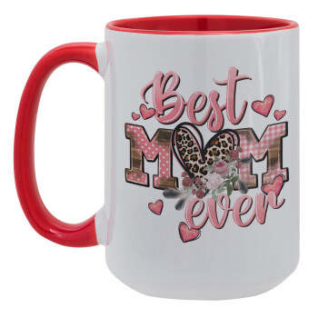 Best mom ever Mother's Day, Κούπα Mega 15oz, κεραμική Κόκκινη, 450ml